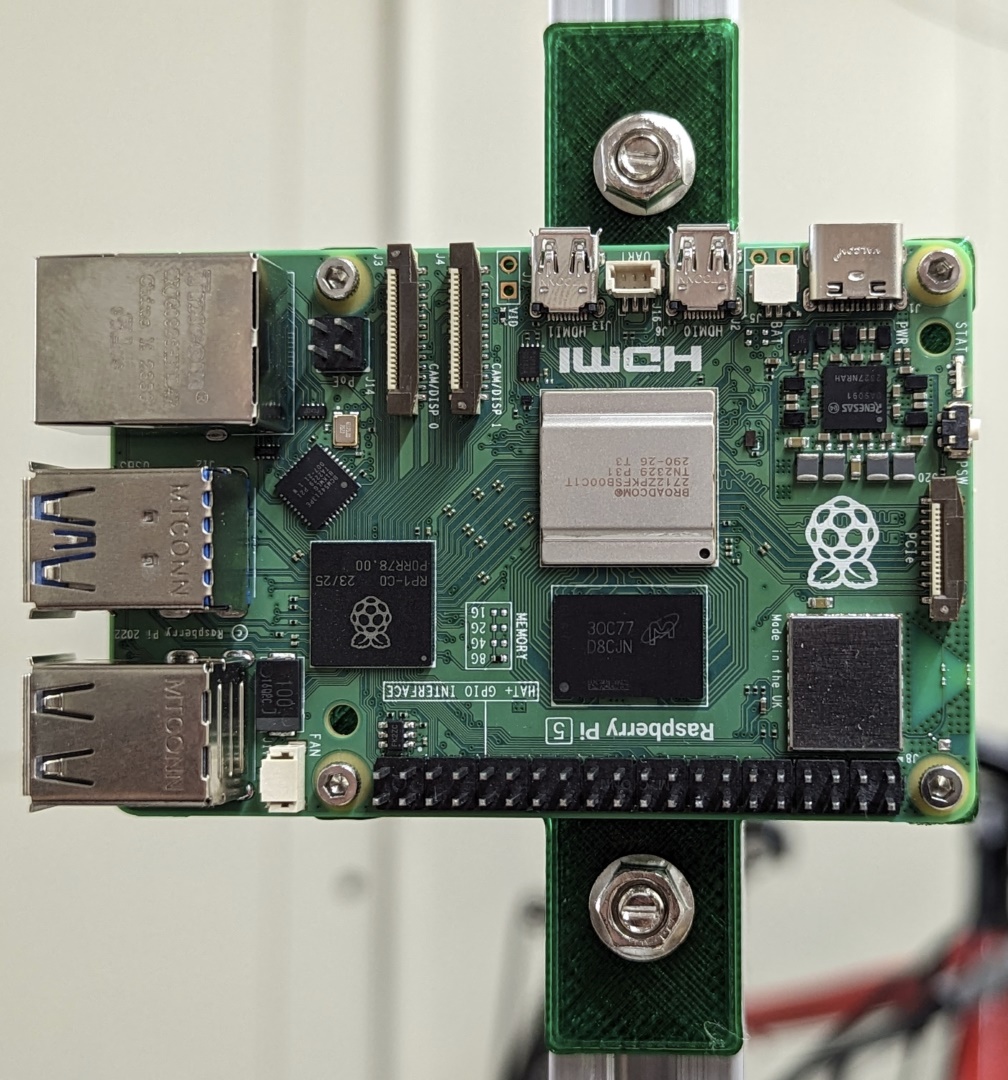 Raspberry Pi 5 attached to aluminum extrusion